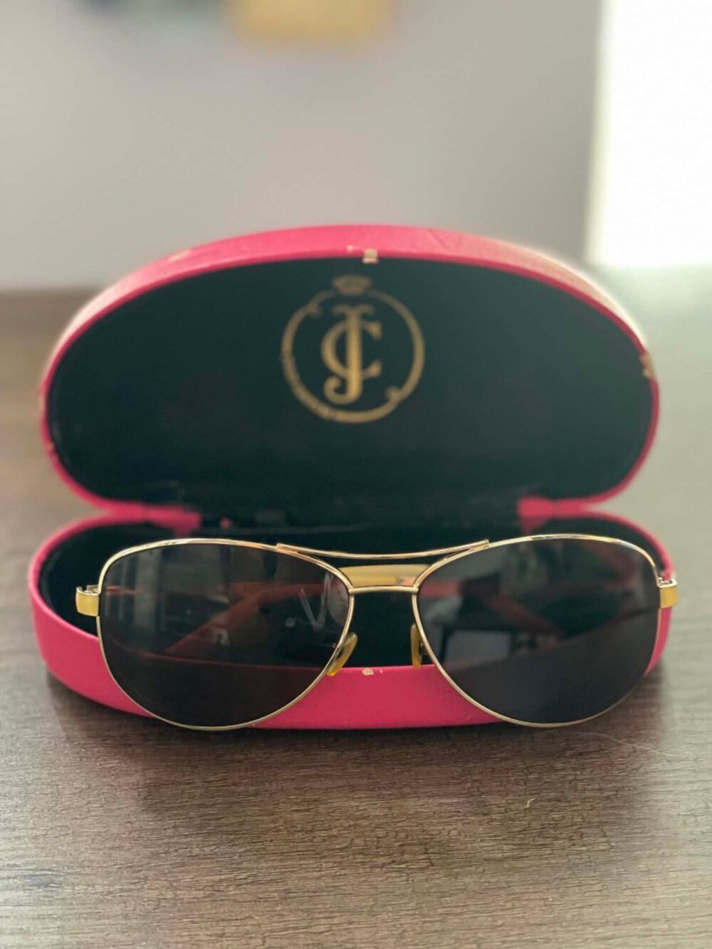 Juicy Couture Aviator Sunglasses Gold Studs Prescription Frames + Case